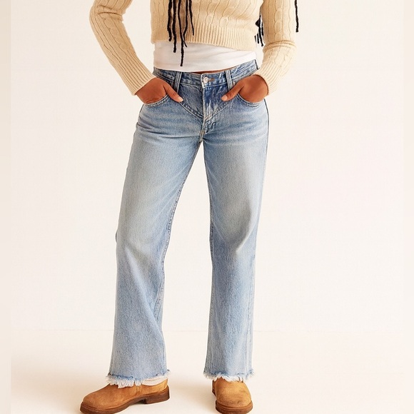 We The Free Denim - We The Free Light Blue Straight Leg Jeans